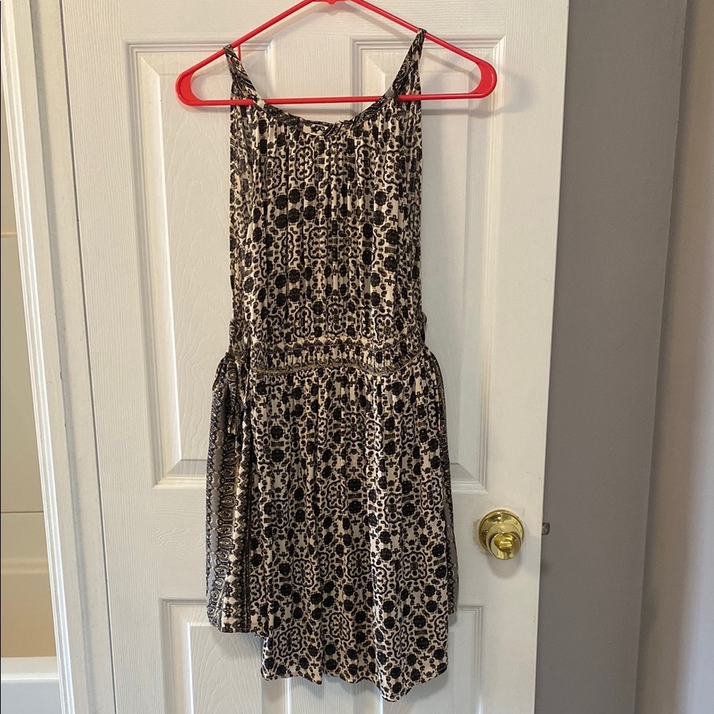 Free People Black and Cream Patterned Dress